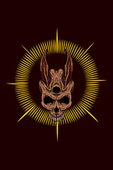 Horned skull vector illustration