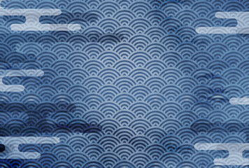 和紙　和柄　波　背景