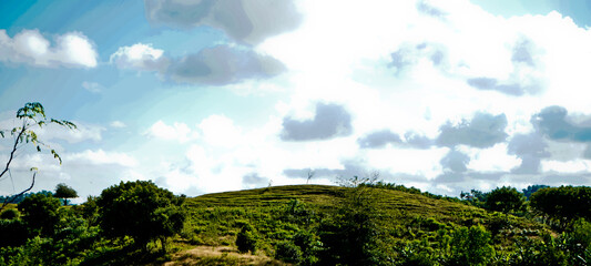 Beautiful view of green hills, Lombok, Indonesia