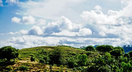 Beautiful view of green hills, Lombok, Indonesia