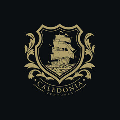 Crest Ship Classic Logo Caledonia Ventures Template