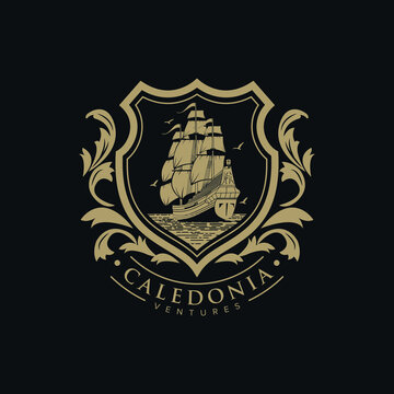 Logo Crest Ship Classic Caledonia Ventures Template