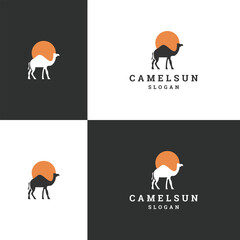 Camel sun logo icon flat design template 