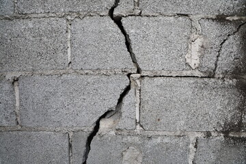 Cracked Concrete Wall covered with gray cement surface as background
