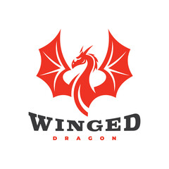 Wing spread winged dragon logo design. Dragon wing mascot vector icon
