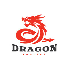 Dragon with infinity shape logo illustration. Tribal dragon vector icon