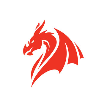 Winged dragon silhouette logo design. Dragon wing mascot vector icon