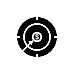 dollar icon vector with target. Business symbol, business target. Solid icon style, glyph. Simple design illustration editable