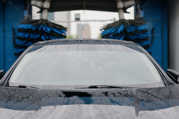 car washing in parking lot