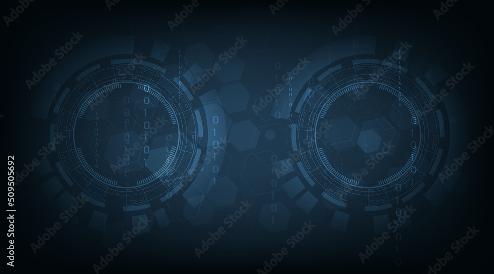 Poster high tech circle background concept.circle high technology on dark blue background.
