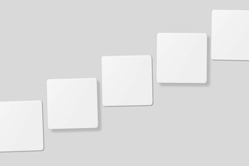 Blank square business card for mockup. 3D Render.