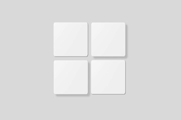 Blank square business card for mockup. 3D Render.