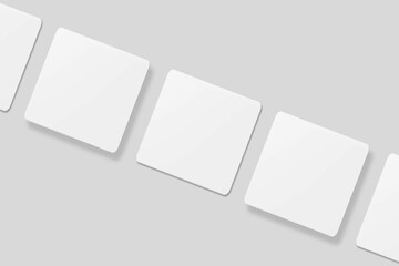 Blank square business card for mockup. 3D Render.