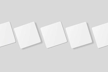 Blank square business card for mockup. 3D Render.