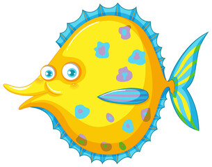 A cute halibut fish on white background