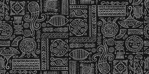 Ethnic handmade ornament for your design. Polynesian style, seamless pattern - 509506480