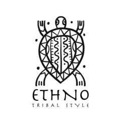 Ethnic turtle logo for your design. Polynesian style