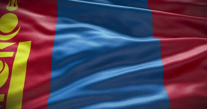 Mongolia national flag waving background, 4k backdrop animation
