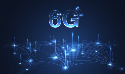 Fototapeta premium 6G technology concept. network technology in world life concept background. global connection and internet network concept, new generation networks. vector design