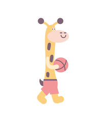 giraffe with basketball ball