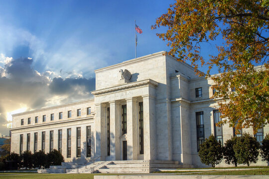 Federal reserve building at Washington D.C. on a sunny day.