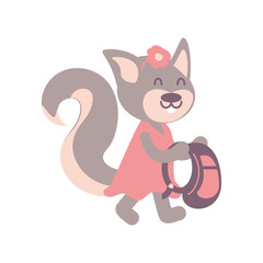 female squirrel with backpack