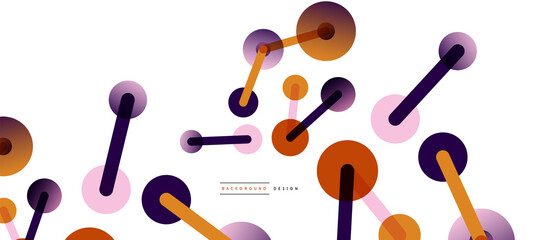 Abstract background. Round dots connected by lines. Trendy techno business template for wallpaper, banner, background or landing
