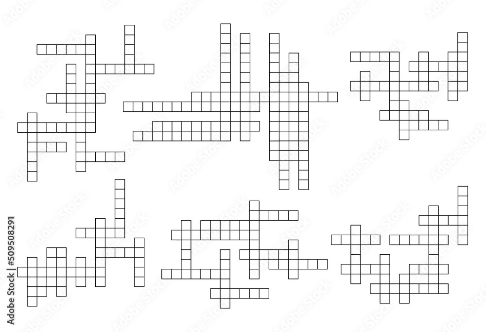 Poster crossword game grid, cross word puzzle template with empty boxes, vector layout. crossword game grid