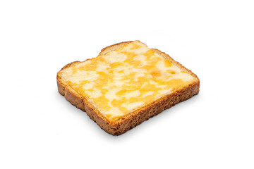 Grilled Toast with Melted Colby Jack Cheese Toast on Wheat Bread Isolated on White Background