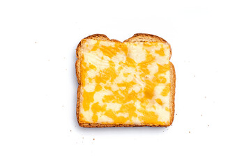 Grilled Toast with Melted Colby Jack Cheese Toast on Wheat Bread Isolated on White Background Flat...