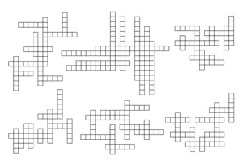 Crossword game grid, cross word puzzle template with empty boxes, vector layout. Crossword game grid background for word guess quiz with blank square boxes, intellectual riddle play