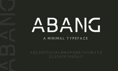 Minimal geometric font, modern techno sci fi bold display stencil font, simple minimalist font, modern typeface to make your brand looks premium, vector illustration
