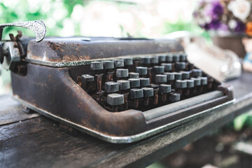 vintage typewriter for your home decoration and antique collection., focusing.