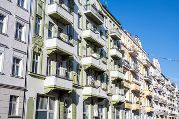 Fototapeta na wymiar Nice renovated old apartment buildings seen in Berlin, Germany