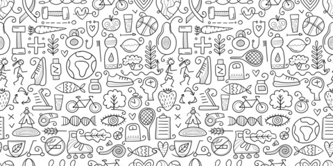 World health day. Seamless Pattern with healty lifestyle for your design