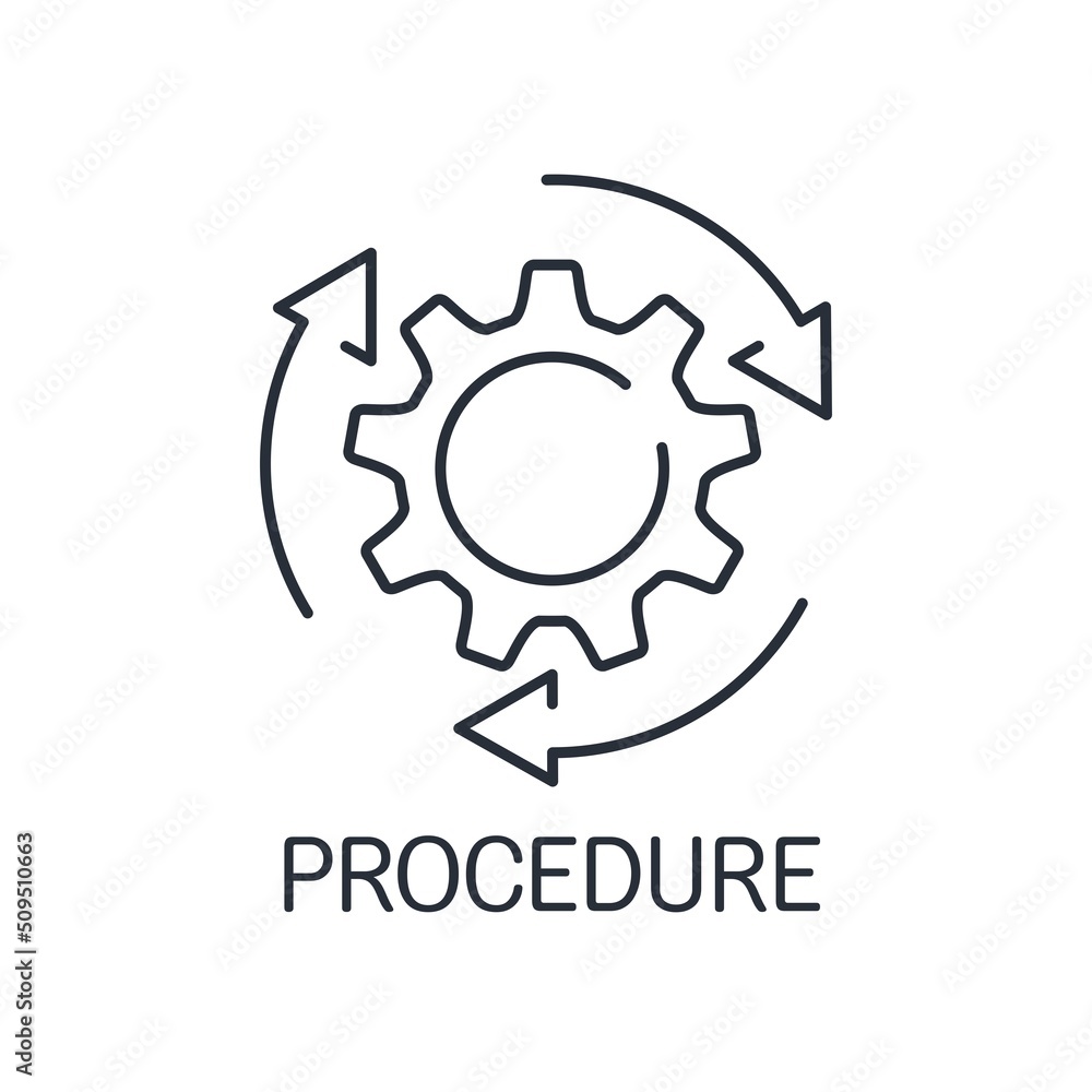Poster sequencing. standard procedure. vector linear icon isolated on white background.