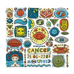 Cancer Zodiac Sign. Pattern for your design