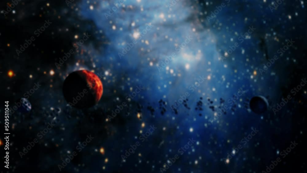 Poster blurred space scence galaxy exploration through outer space towards glowing milky way galaxy for abs