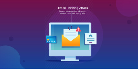Internet security - email phishing concept, stealing personal and financial information with fraud and scam email, abstract background technology.