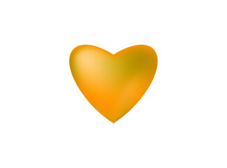 Golden heart on white background. Gold decorative design element for Valentine's Day, love card, wedding.