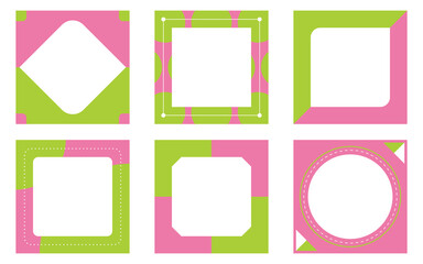 ポップな正方形のバックグラウンド 　6種類（ピンク・グリーン）