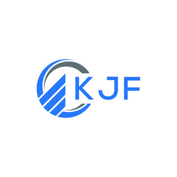 KJF Flat accounting logo design on white  background. KJF creative initials Growth graph letter logo concept. KJF business finance logo design.