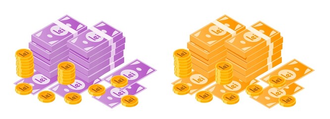 Romanian Leu Money Bundle and Coins