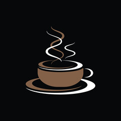 Logo of cup of hot coffee ,with steam rising from it