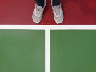 Lines, abstract sports background or texture on outdoor sports field.
