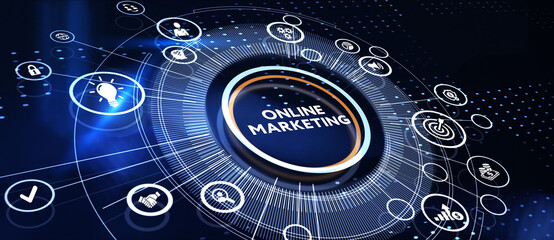 Digital Marketing Technology Solution for Online Business Concept. Business, Technology, Internet and network concept. 3d illustration
