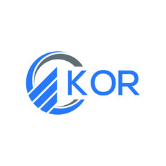 KOR Flat accounting logo design on white  background. KOR creative initials Growth graph letter logo concept. KOR business finance logo design.