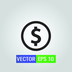 Obraz premium Icon illustration of Coin Money Sign On White Background - Single high quality outline black style for web design or mobile app.