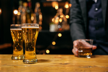Celebrate whiskey on a friendly party in  restaurant