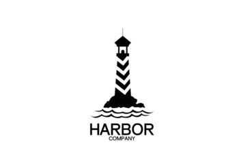 Simple Lighthouse Searchlight Beacon Beach Tower Logo Design Inspiration